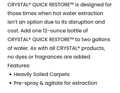 NEW Whittaker Crystal Quick Response, 12 oz. (06 PK) Extraction Carpet Cleaner.