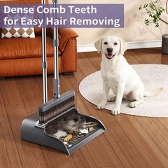 Broom and Dustpan Set, 51.6″ Long Handle with Combo Set Gray
