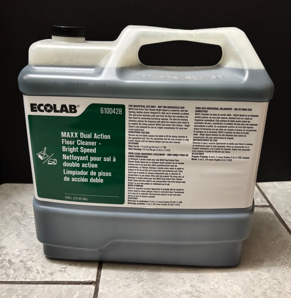 NEW! Ecolab Maxx Dual Action Floor Cleaner Bright Speed- 2.5 Gallon 6100428