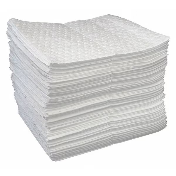 Oil-Dri L90904 Sorbent Pad, 19 Gal, 15 In X 19 In, Oil, White, 100 Pk