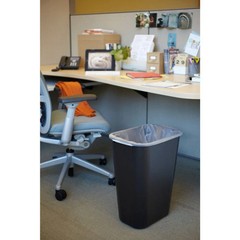 Rubbermaid 41 Qt Large Black Resin Rectangle Wastebasket