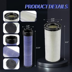 For Kawasaki 11013-7044 & 11013-7045 Inner & Outer Air Filter Cleaners Combo…
