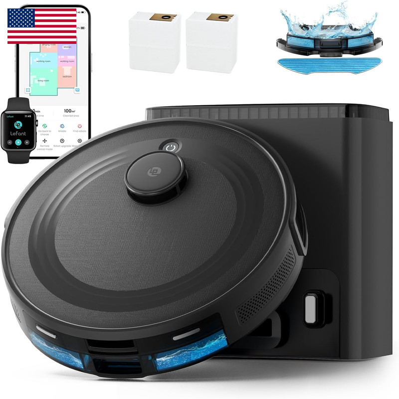 Lefant Lidar Robot Vacuum And Mop Combo75-Days Self-Emptying6000Pa Powerful