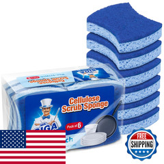 Mr.Siga Non-Scratch Cellulose Scrub Sponge Dual-Sided Dishwashing Sponge For