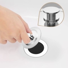 40mm Inner Dia Stainless Steel Sink Drain Cover Seal Plug Silver Tone 2Pcs