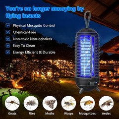 2-in-1 Rechargeable Bug Zapper 2500mAh Wireless Mosquito Lamp Black
