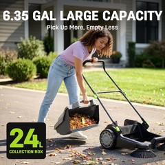 Steelite 26.8″ Width Walk-Behind Hand Push Floor Sweeper 6.4-Gal Waste Container