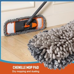 Mops for Floor Cleaning 3 Washable Pads Extendable 55″ Handle Orange
