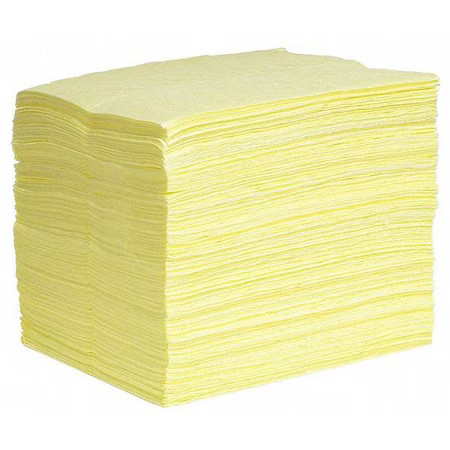 Spilltech Ypb200s Sorbent Pad, 31 Gal, 15 In X 19 In, Harsh Chemicals, Yellow,