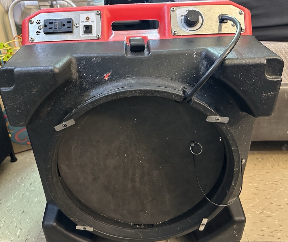 Black/Red Air Mover Blower with Power Outlets, Speed Control, Filter Light