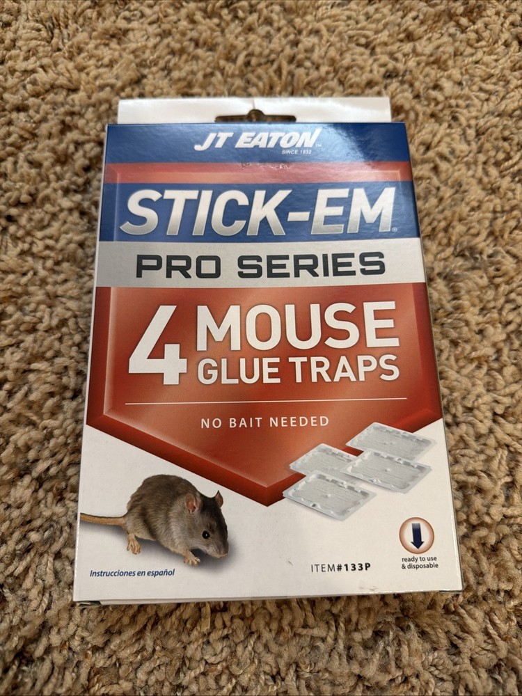 JT Eaton Stick-Em Mouse Glue Traps 4 Pack Pro Series No Bait #133P