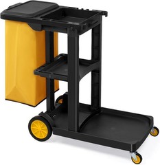 500 Lbs Capacity Janitorial Cart 3-Tier Rolling Cart w/ 15-Gallon Collection Bag