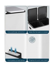 ComfyCorner 16 Gal (2 x 30 L) Dual Trash Can, Stainless Steel Kitchen Garbage…