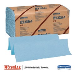 WypAll* L10 Windshield Wipers, Banded, 2-Ply, 9 3/10 x 10 1/2, 140/Pack, 16 Pack