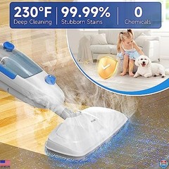 10-in-1 Steam Mop & Handheld Steamer for Vinyl, Carpet, Tile – 23ft Cord, 15oz