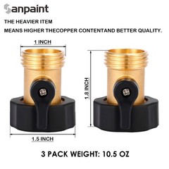 3 Pack 3/4″ Brass Garden Hose Shut Off 3 Pack, & Rubber Grip