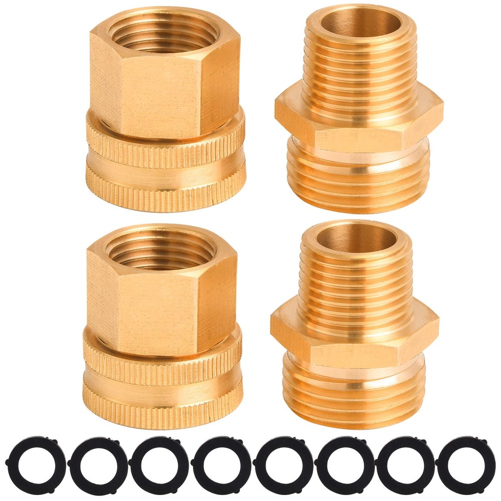 M MINGLE Garden Hose Adapter, 3/4 Inch GHT to 1/2 3/4″ 1/2″ NPT, Gold