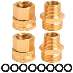 M MINGLE Garden Hose Adapter, 3/4 Inch GHT to 1/2 3/4″ 1/2″ NPT, Gold