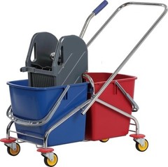 60L Dual Mop Bucket, Red/Blue, Alloy & Stainless Steel – 2 Pack