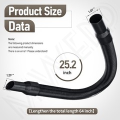 MWEDP 14-37-0105 Vacuum Hose Compatible with 18V 15 feet, Black