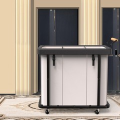 230L (60 Gal) Extra Large Fashion Laundry Sorter 3 Section with Lid, Rolling …