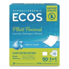 ECOS 953710EA Liquidless Laundry Detergent Sheets – Free and Clear New