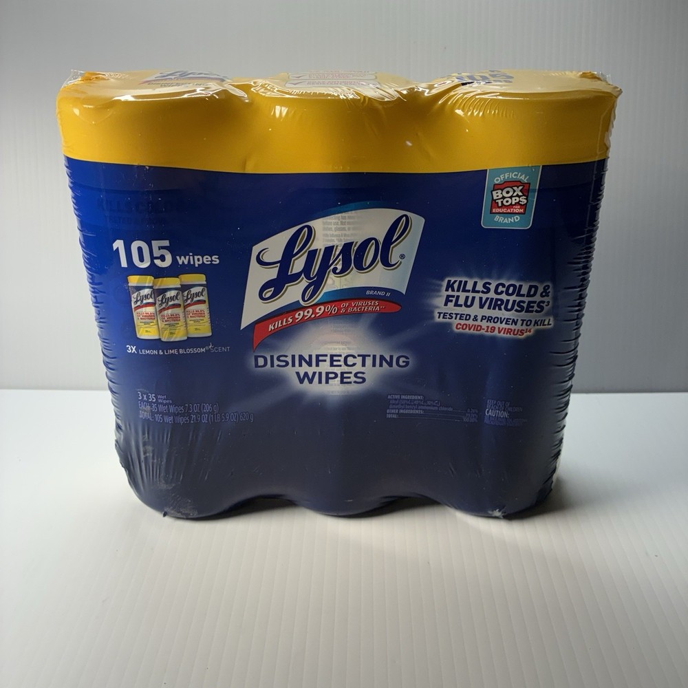 Lysol Disinfectant Wipes Antibacterial Multi-Surface 105 Count (Pack of 3)