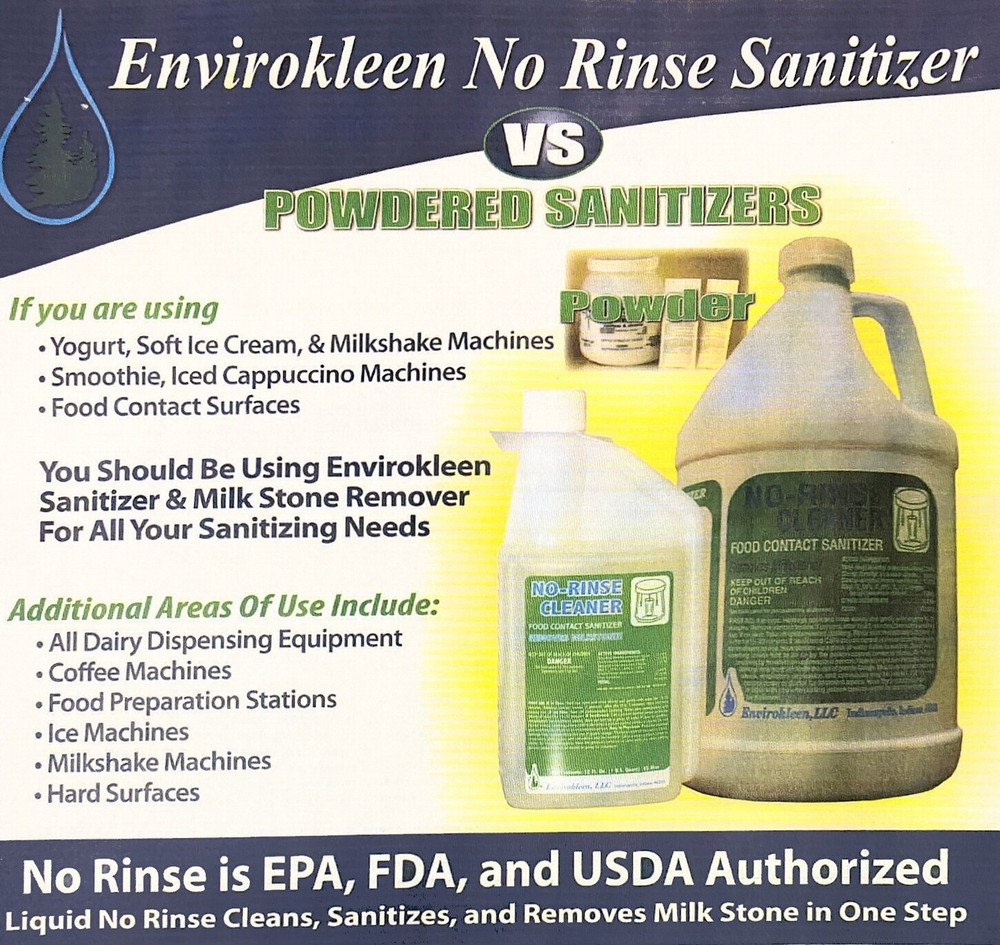 4 Quarts ENVIROKLEEN No-Rinse Sanitizer & Milkstone Remover – Makes 512 Gallons!