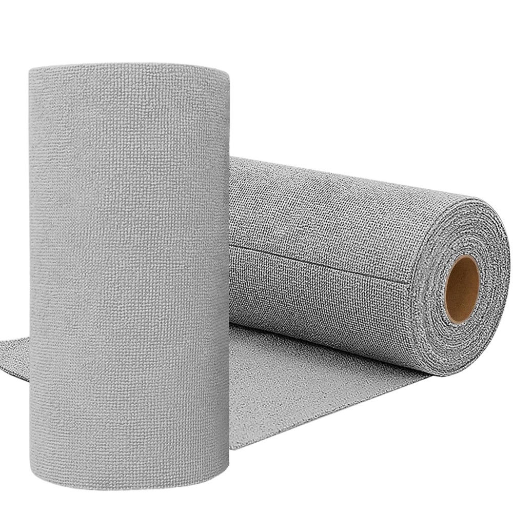 Niurewan 75 Pack Microfiber Cleaning Cloth Roll,Reusable 10×10 inches, Grey