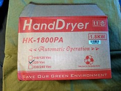 NEW FastDry HK1800PA 220V Automatic Hand Dryer White Plastic Cover In Open Box