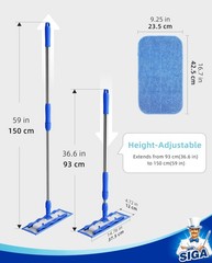 MR.SIGA Professional Microfiber Mop for 59.4 x 16.5 x 5.1 inch, Blue