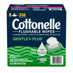 Gentle Plus Flushable Wet Wipes, 8 Flip-Top Packs