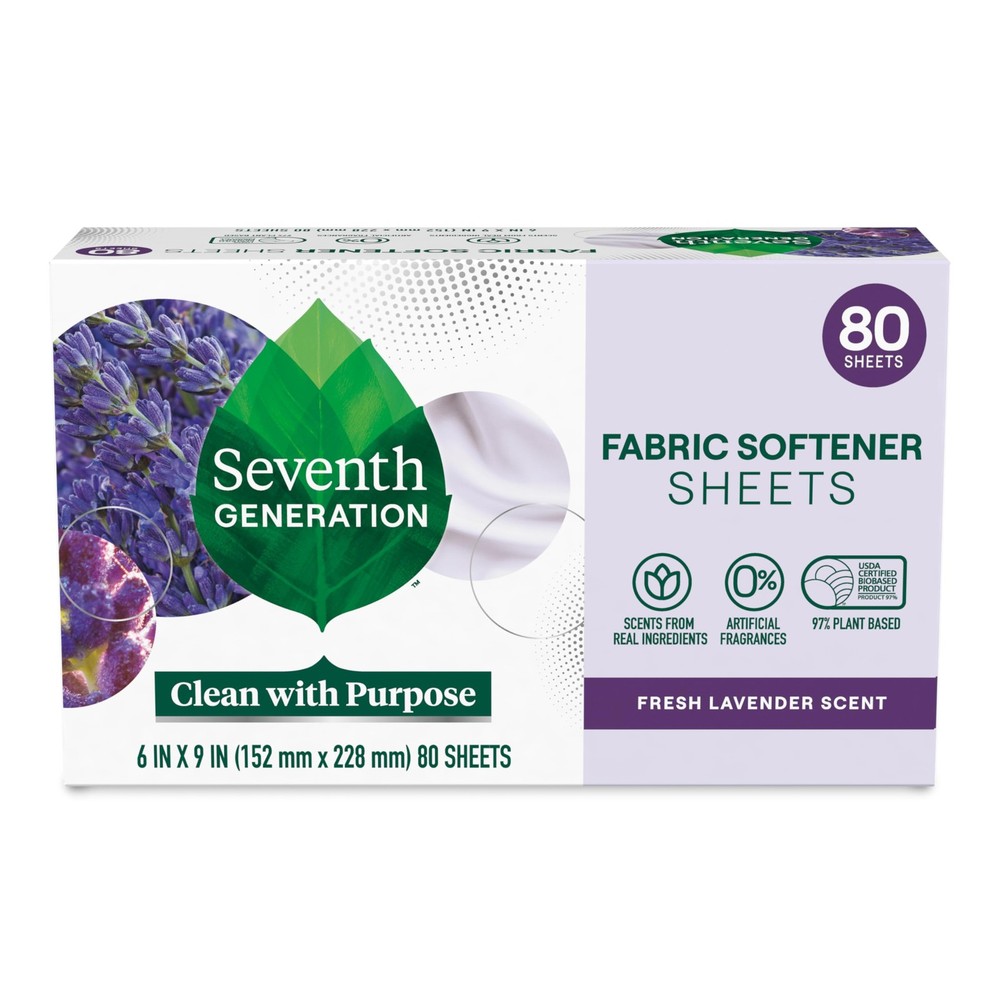 Seventh Generation Dryer Sheets Laundry Fabric 80 Count (Pack of 1), blue