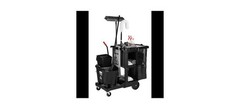21.8 in. x 46 in. x 38 in. Executive Janitor Cleaning Cart Black