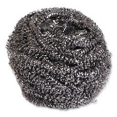 Boardwalk Stainless Steel Scrubber, Large Size, 2.5 x 2.75, Steel Gray, 12/CT