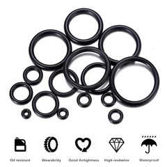 200 Pcs Black Rubber O Ring Assortment Kit 15 Sizes Washer Seal Set