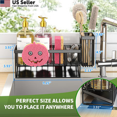Sponge Holder for Kitchen Sink, Smiley Face Sink 1, Slanted Board – Black