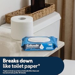 Cottonelle Fresh Feel Flushable Wet Wipes, Adult Wet Wipes, 8 Flip-Top Packs, 42