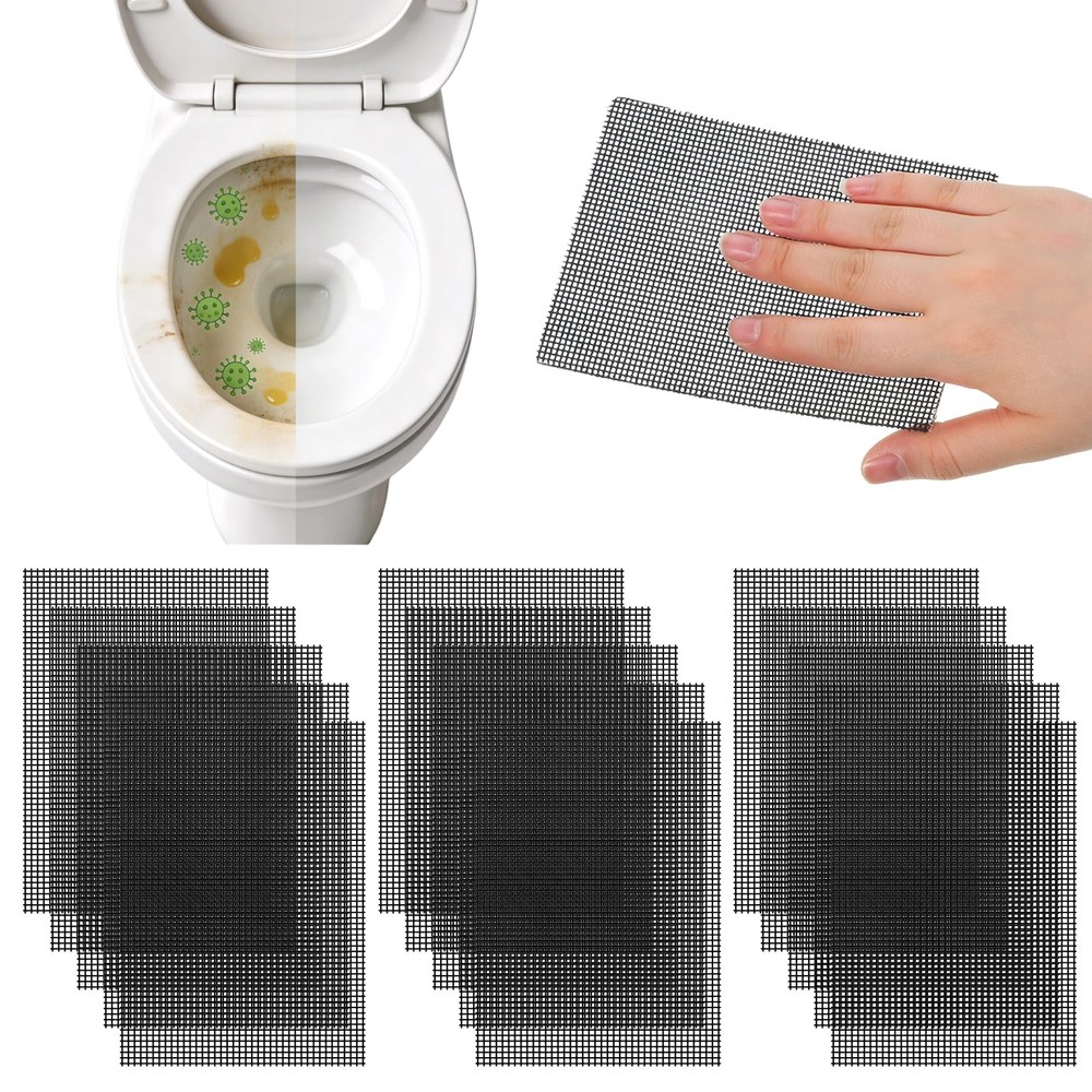 15Pcs Cleaning Screens for Toilets Mesh Pads Bowl Black