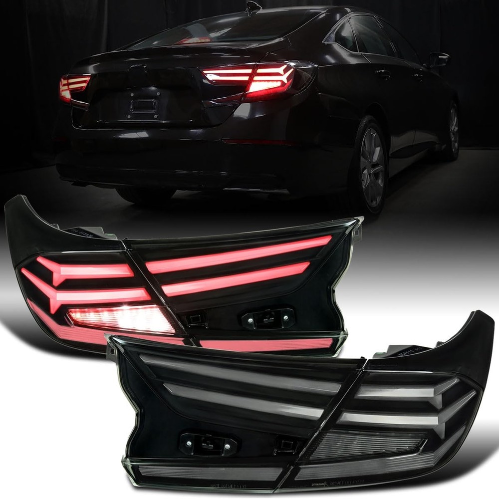 2018-2022 Honda Accord Sedan LED Tail Lights Seq Turn Animated Black Smoke