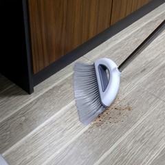 Angle Broom for Hardwood Floors – Soft Bristled Kitchen Broom, Off White