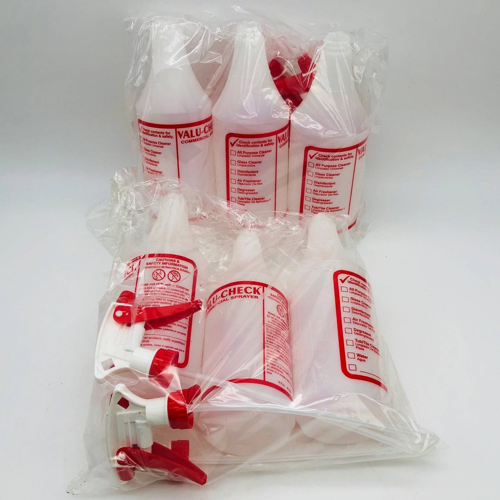 6pk Spray Bottle 32oz with Trigger Sprayer Empty Value-Check by Tolco 130136