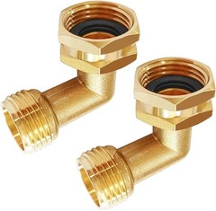 Brass 3/4″ GHT Threaded 90°Elbow Swivel Garden Hose Connector 90°, Hex 90°
