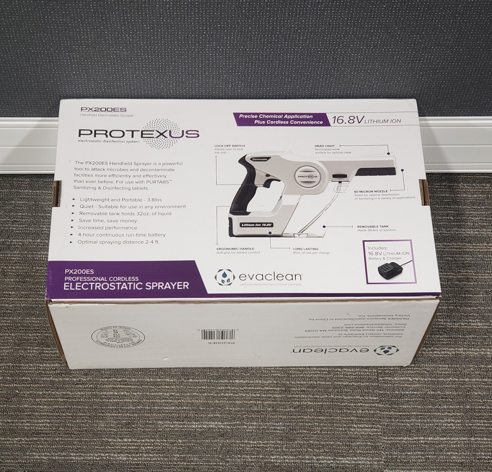 Protexus Evaclean PX200ES Cordless Handheld Electrostatic Sprayer Fogger System