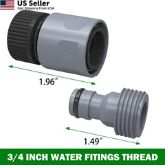 Hourleey Garden Hose Quick Connector 3/4 Inch Plastic Black, Gray