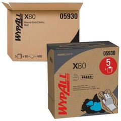5 Pack WypAll POP-UP Shop Towel/Industrial Wipes: Dry & X80, Pop-Up, Red