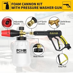 POHIR Pressure Washer Gun with Foam Cannon & 50ft Power Washer Hose, 3600PSI …