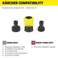 Kärcher Garden Hose Adapter Kit for Electric and Gas Pressure Washers, Yellow