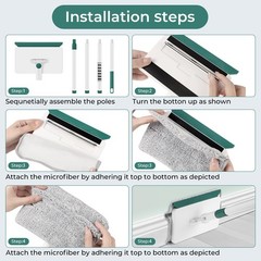 Baseboard Cleaner Tool with Handle, 60″ Extendable Long Green, White-green