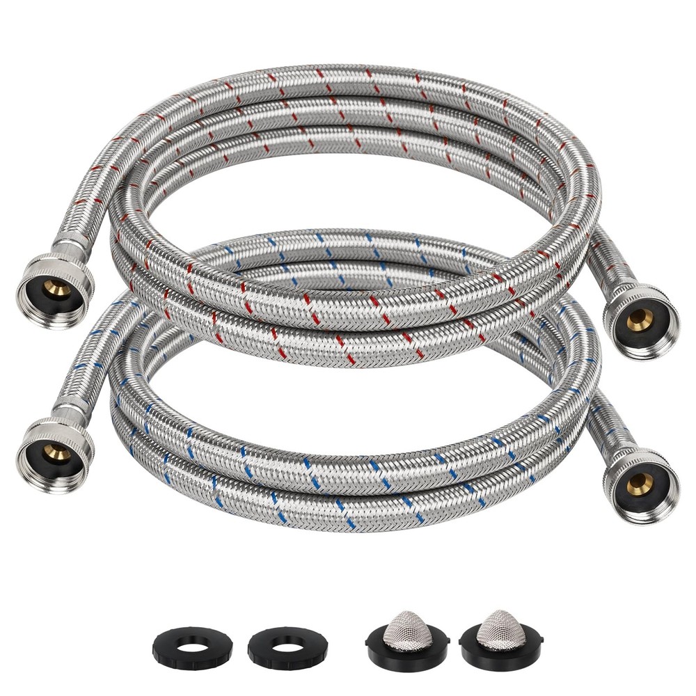 6 FT Washing Machine Hose, Stainless Steel Braided Washer Hose Supply Line